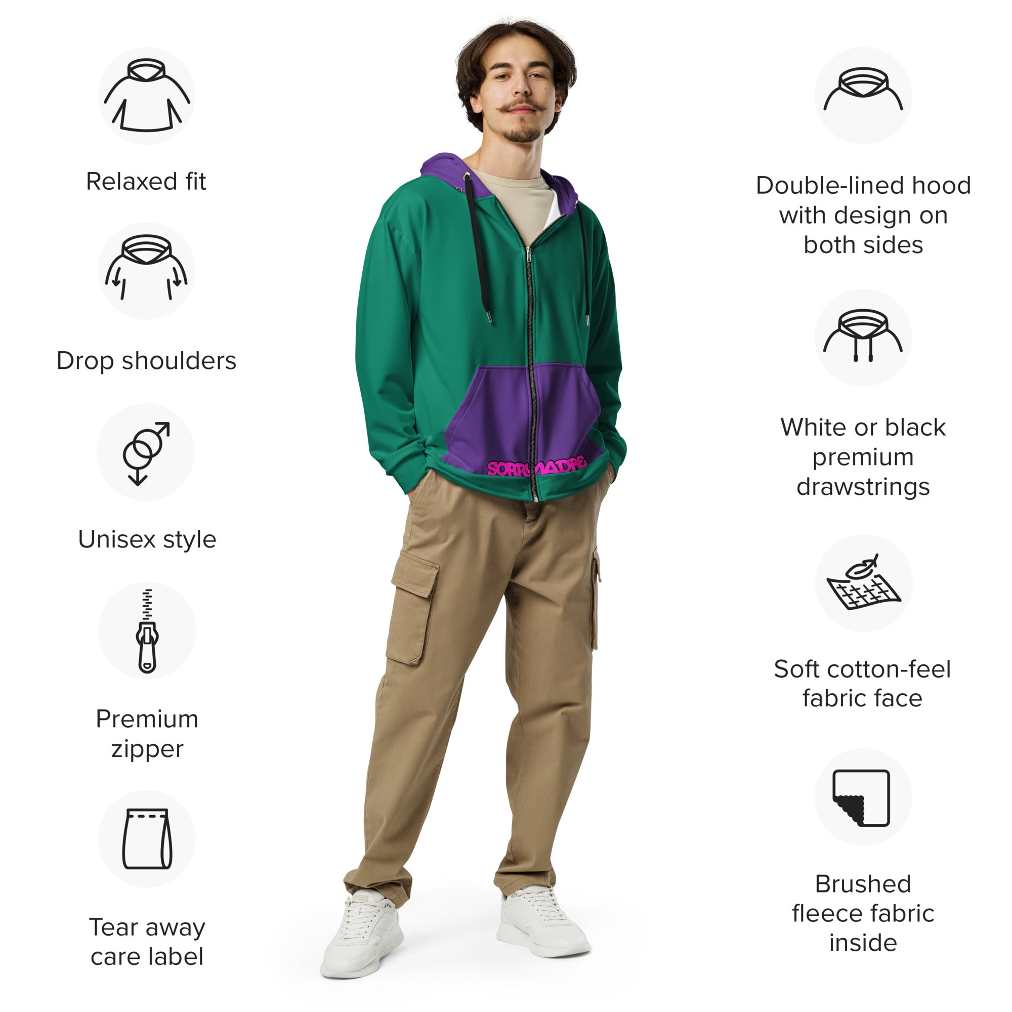 SorryMadre | Monkey | Unisex zip hoodie